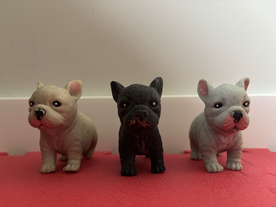 3 x buldog francuski zabawka gumowa figurka