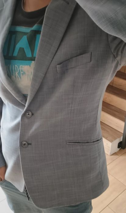 Marynarka męska w kratkę stylowa elegancka i lekka