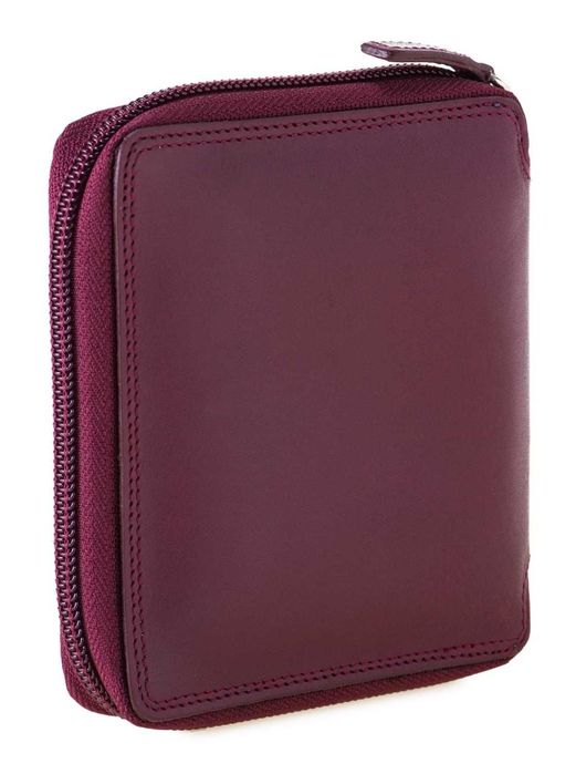 Carteira com fecho zip RFID em pele da MYWALIT na cor Burgundy/See