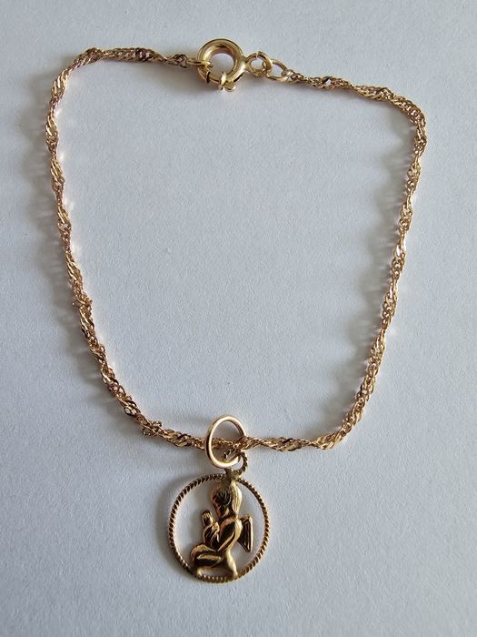 Pulseira de criança com Anjo ouro 9k