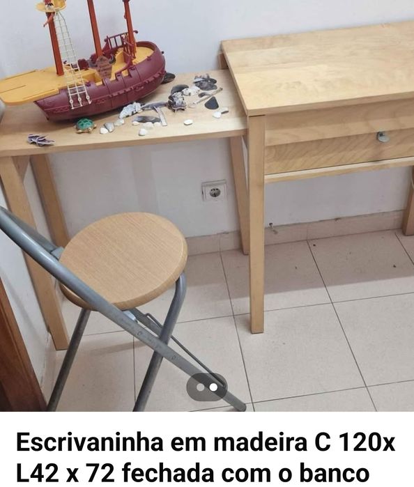 Mesa que encolhe com banco