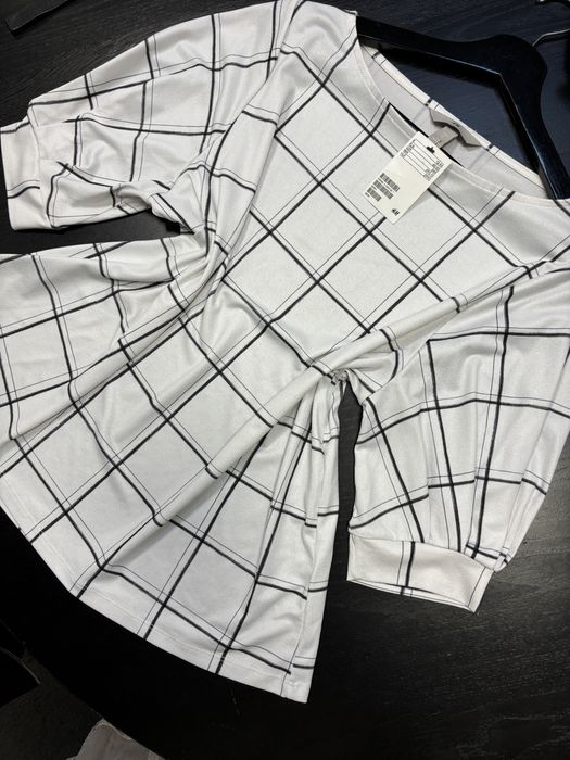 Hm H&M bluzka elegancka z bufiastymi rękawami w paski