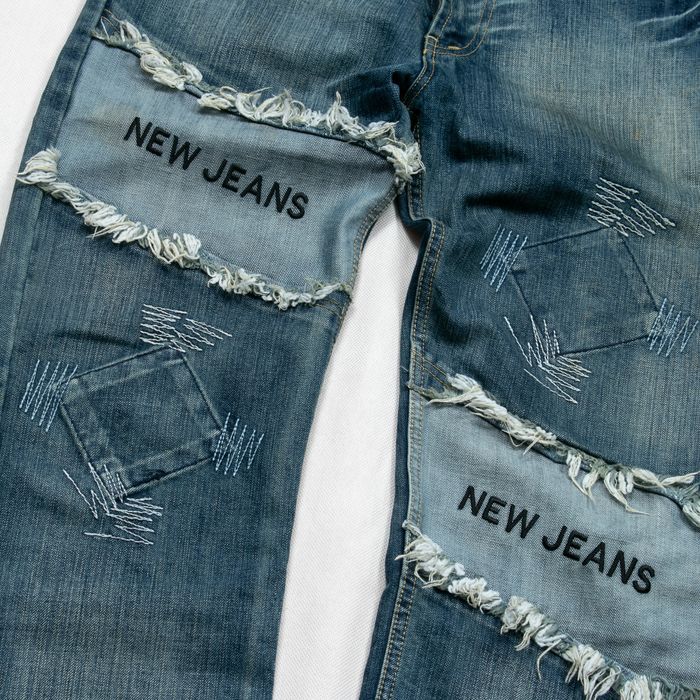 Spodnie Condic Jeans patchwork distressed Y2K hip hop baggy 32 japan s