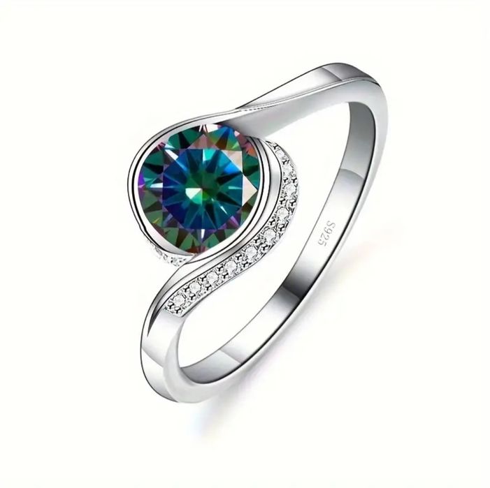 Каблучка срібна перстень з муасанітом