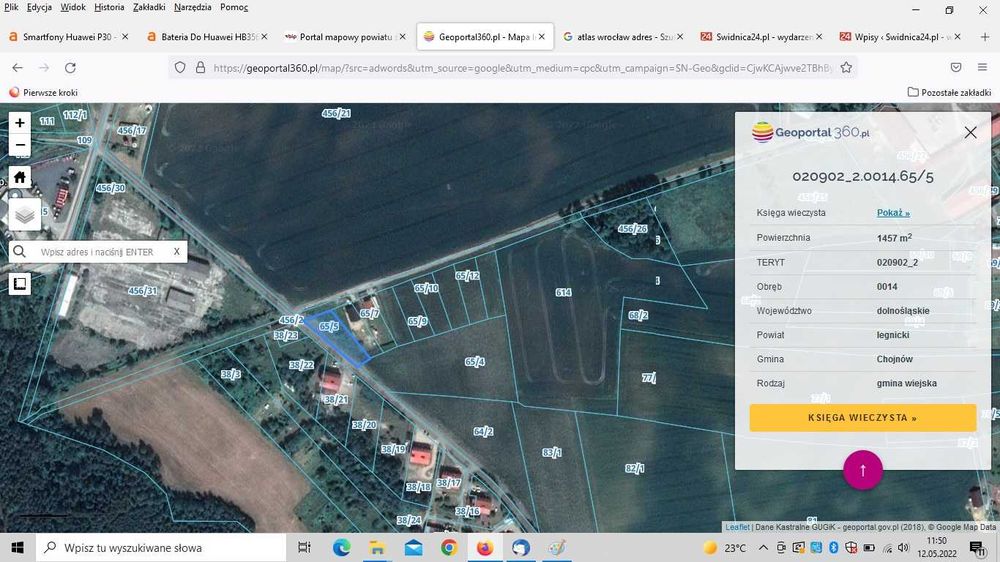 Sprzedam działkę Chojnów Okmiany o powierzchni 1457 m2