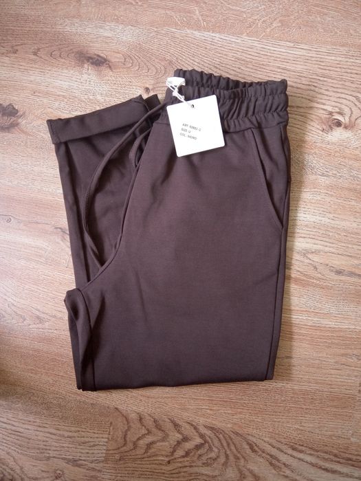 Spodnie damskie z wiskozy Wiya czekolada