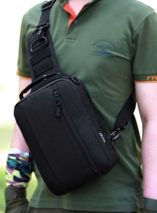 Качественная тактическая нагрудная сумка "Albion LB". Цвет: черный.