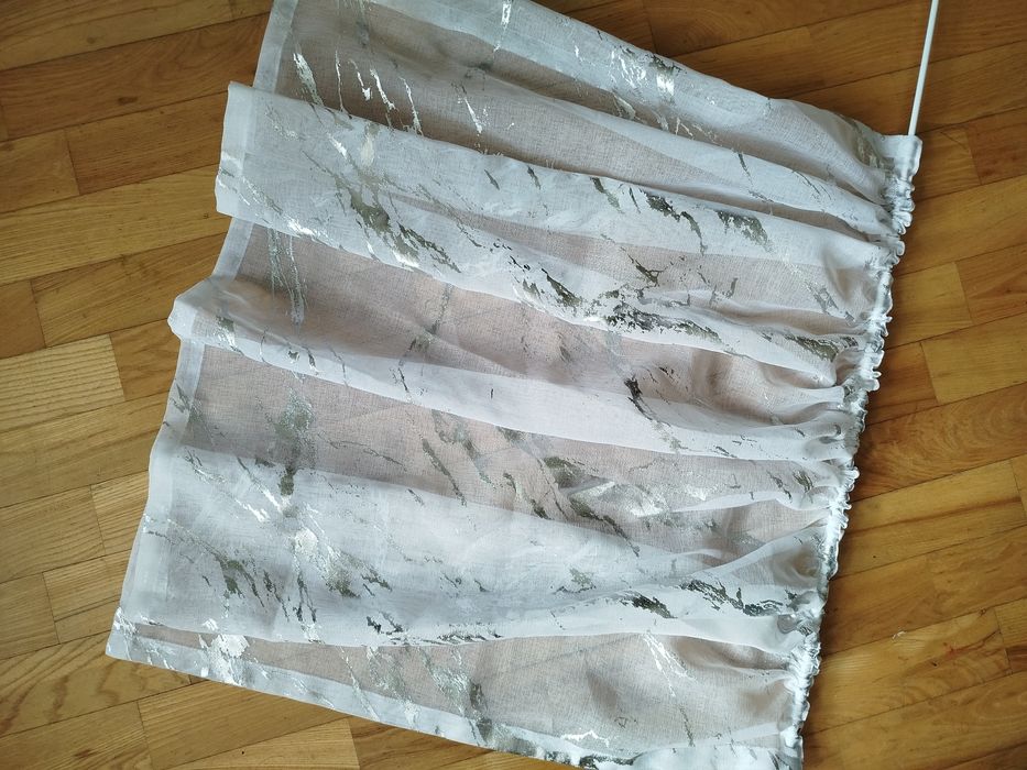 Nowa zazdrostka 150x70 etamina srebrny dekor marmur