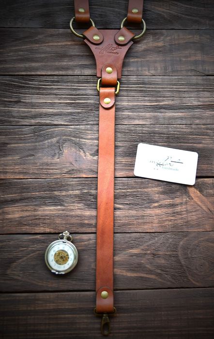 Кожаные подтяжки. Подтяжки из кожи. Мужские подтяжки. Ручная работа.