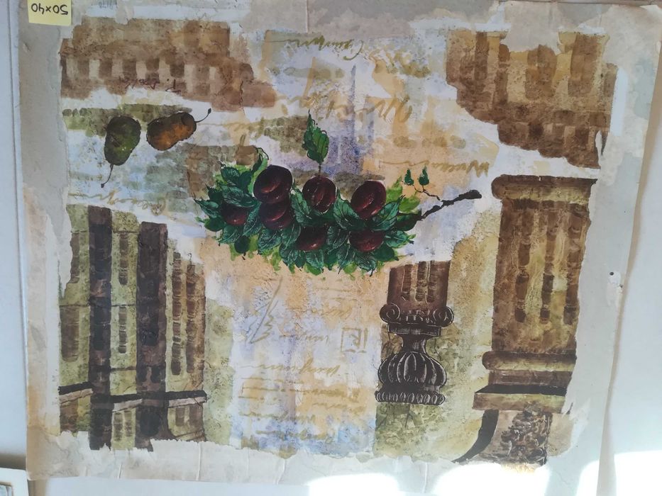 Tela pintada a óleo sem moldura 50X40