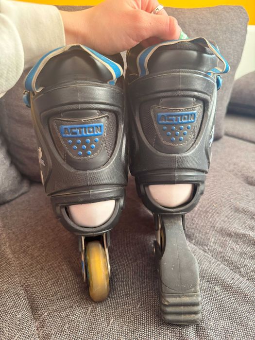 Rolki, 38, damskie, męskie, niebieskie, białe, Action, unisex