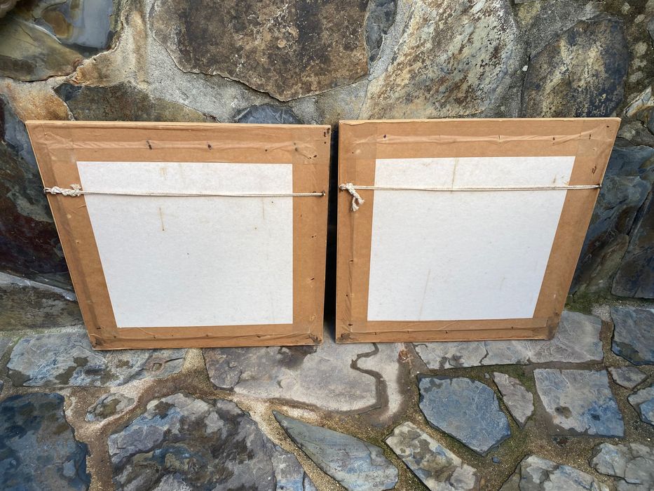 Pinturas Indianas em Seda Antigas 25 cm