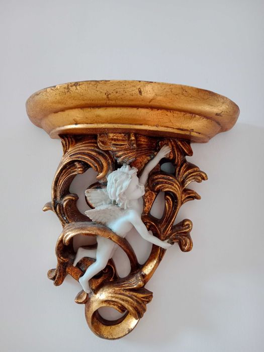 Konsola ścienna złoto i alabaster