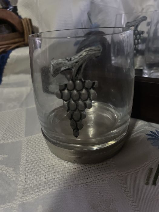 Conjunto de balde para gelo e 6 copos, com aplicações em estanho