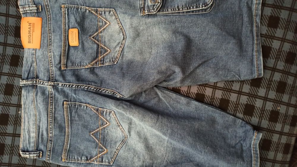 Spodenki męskie jeansowe miękkie bojówki Blue MS001 W32 84-88cm Bigman