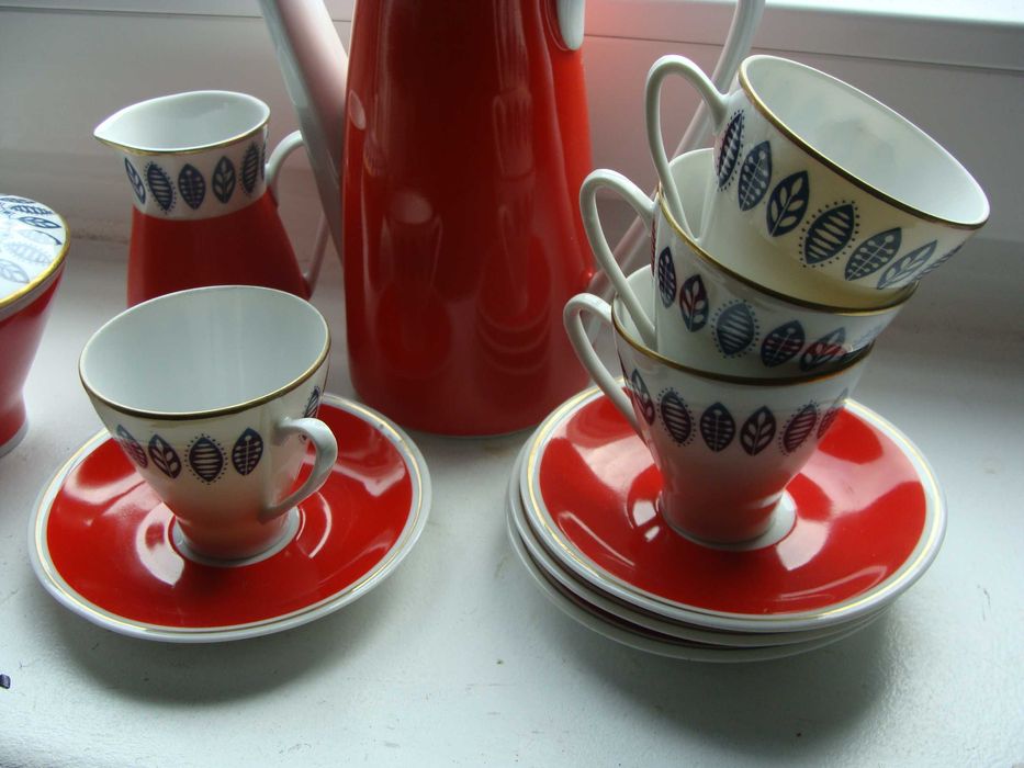 Serwis kawowy Freiberger Porcelain Mocca z lat 70. NRD