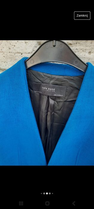 Chabrowa marynarka zara basic 36 niebieska biznes do biura