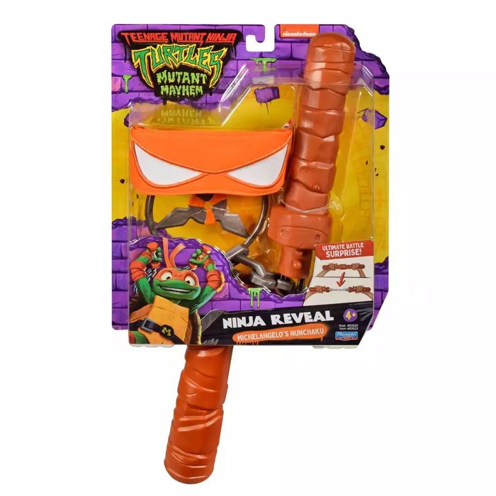 WOJOWNICZE ŻÓŁWIE NINJA Reveal Michelangelo's Nunchaku, zestaw do odgrywania ról. Nowy Produkt