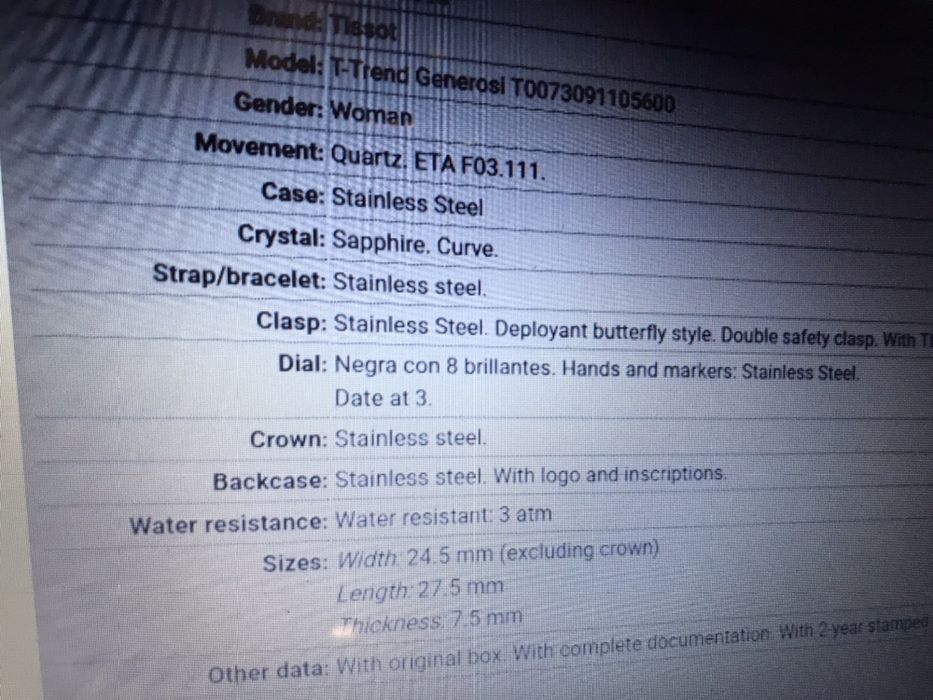 Часы  Швейцарские женские с  8 брильянтами Tissot