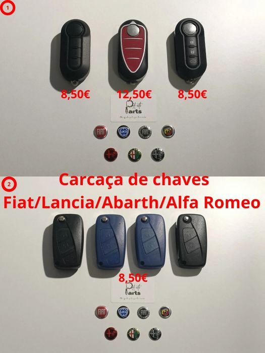 Carcaça de chaves Fiat/Abarth/Lancia/Alfa Romeu