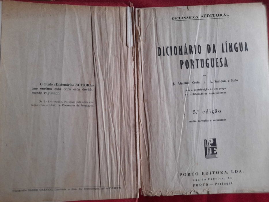 Dicionário de Língua Portuguesa ANTIGO