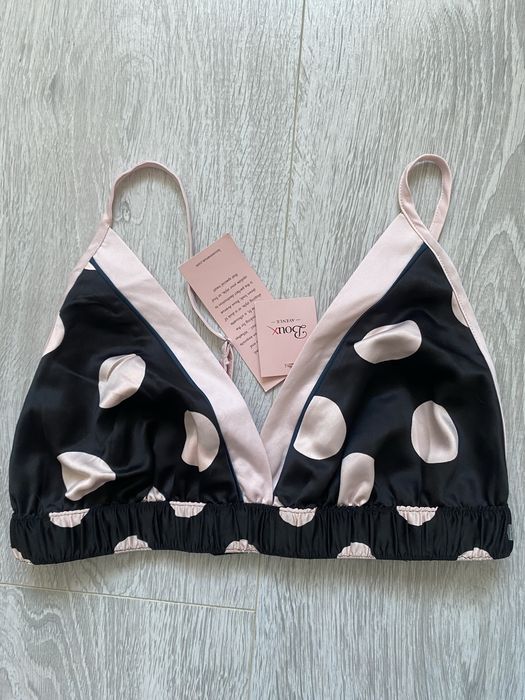 Boux Avenue nowy stanik biustonosz satynowy czarny w grochy s/36 uk 8