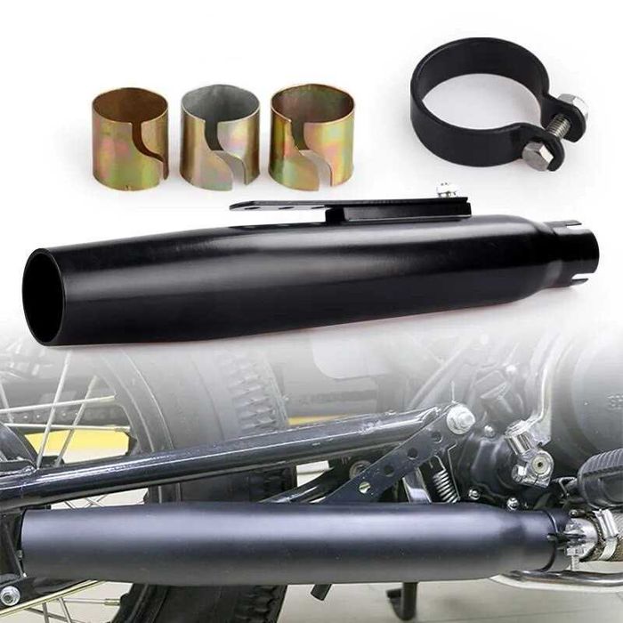 Ponteira Escape Universal Chopper Bobber 435mm Cromado Preto Mate