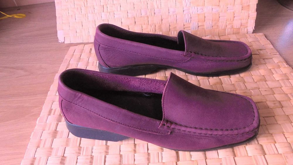 Mokasyny bordo skóra