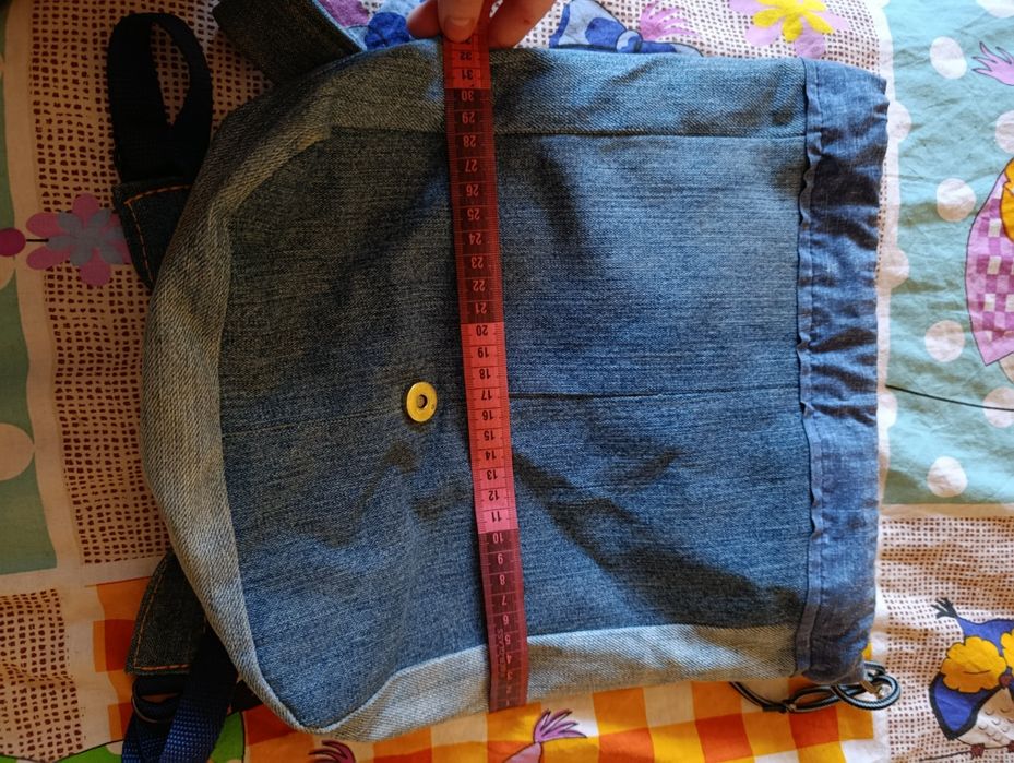 Рюкзак джинсовий коти - вояки, ручна робота, розписаний акрилом