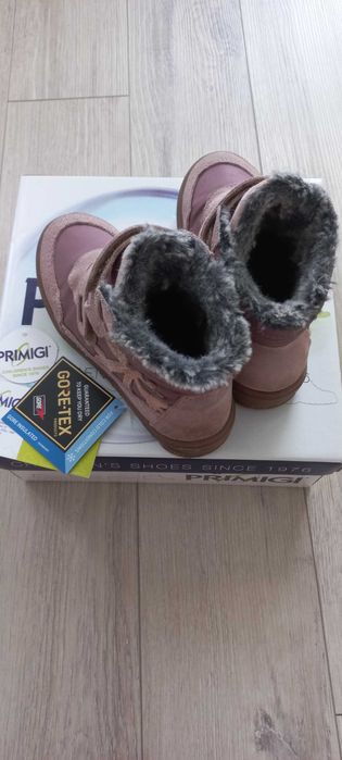 PRIMIGI, skórzane botki zimowe dziewczęce rozmiar 27