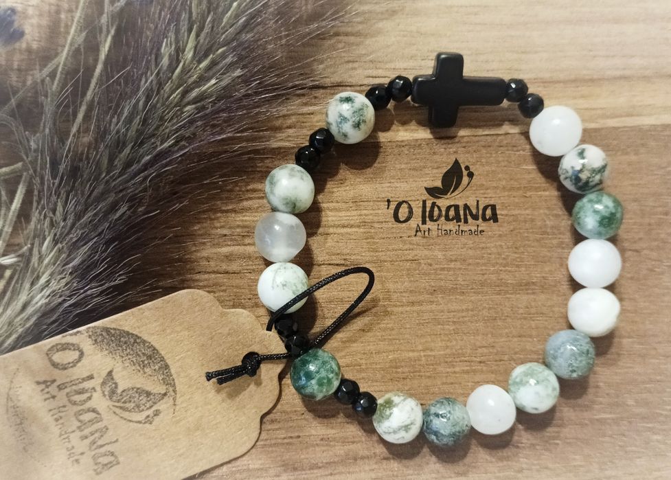 Bransoletka różaniec kamienie naturalne agat