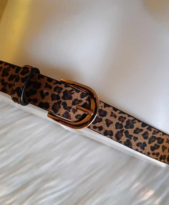 Skórzany Pasek wzór Panterka Damski