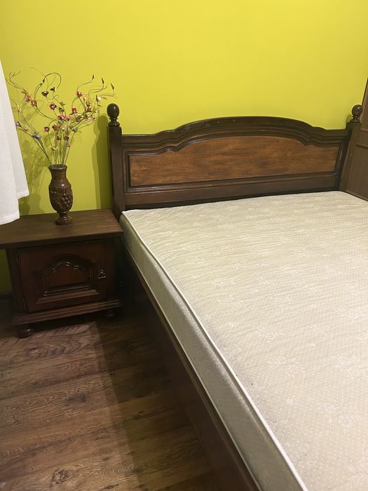 Łóżko Drewniane, 160/200 + Szafka Nocna