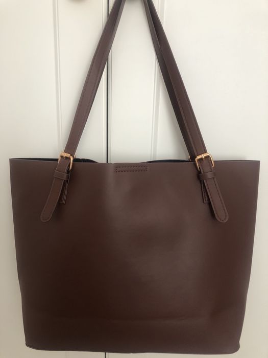Nowa torba shopper brąz brązowa złote okucia