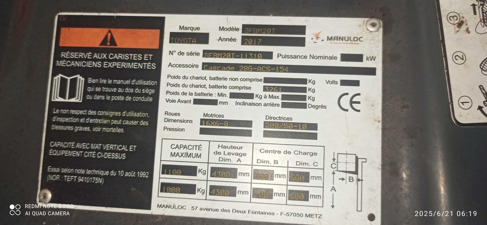 Wózek widłowy TOYOTA 2017r.  2t triplex 4 sekcje linde jungheinrich