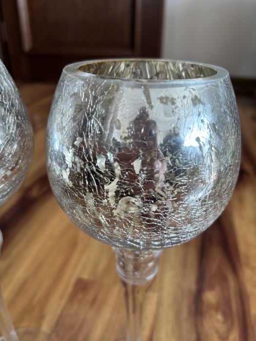 Dwa swieczniki szklane 30 cm