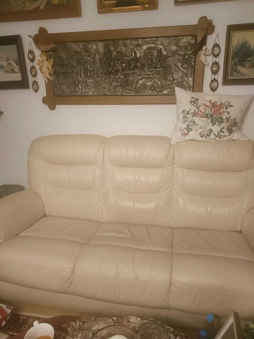 Skórzana sofa plus dwa fotele