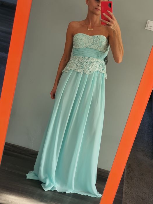 Mietowa dluga sukienka