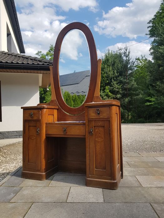 Toaletka dębowa , stara antyk