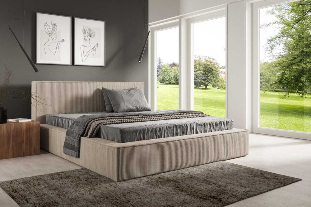 Łóżko tapicerowane FOX ze stelażem, pojemnikiem 90/120/140/160/180x200