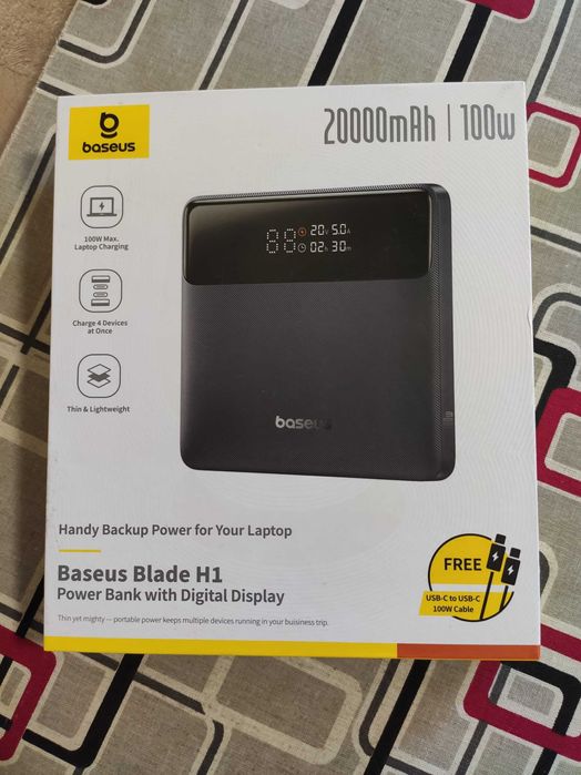 павербанк Baseus Blade Digital Display 20000mAh 100W 100% ОРИГІНАЛ
