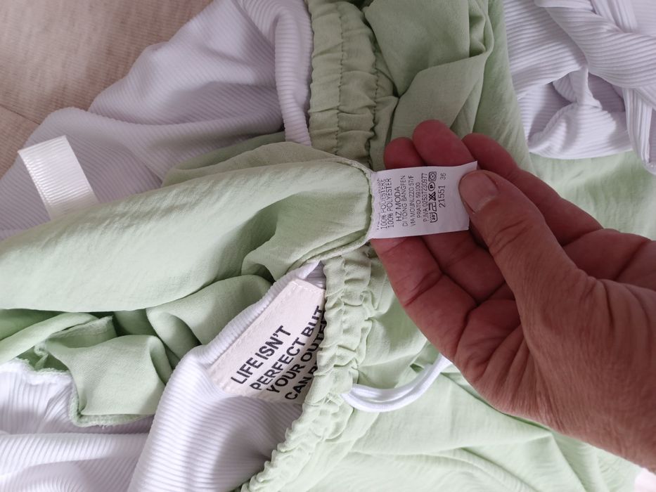 Komplet top ze spodniami  mietai biały roz