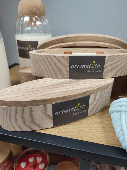 Свічка ручної роботи дерев'яний човник 19 см