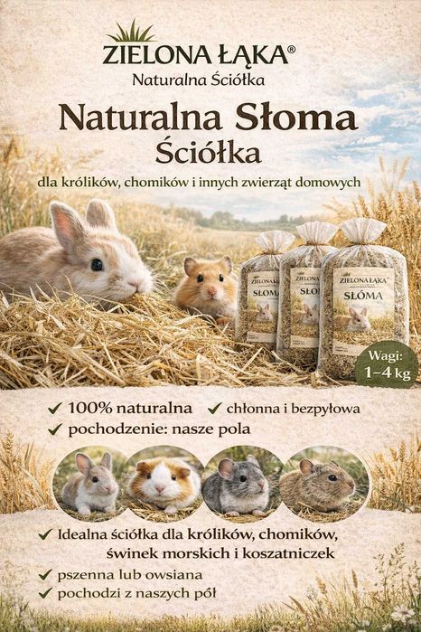 Naturalna słoma, ściółka 1 kg