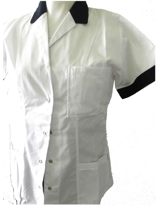 damski komplet biały z granatowymi dodatkami żakiet + spódnica  r. M