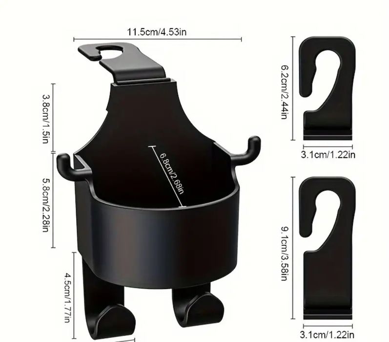 Wielofunkcyjny Organizer Samochodowy z Hakiem, Uchwyt na kubek