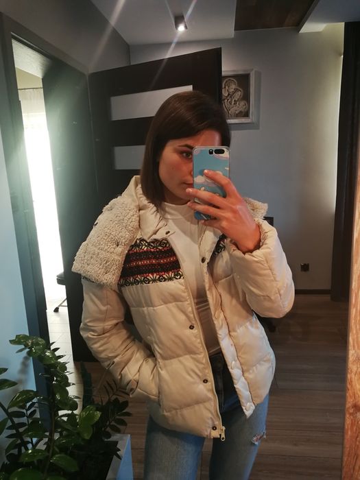 Kremowa kurtka zimowa XS S