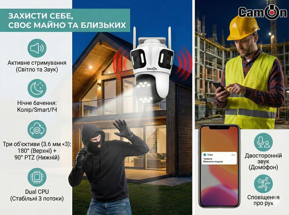 Поворотна вайфай камера відеоспостереження CamON