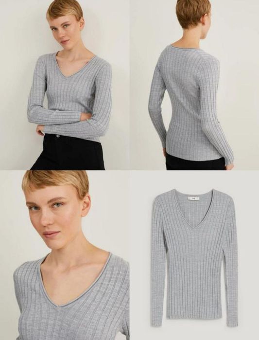 Женский пуловер из вискозы в рубчик C&A Германия размер L/XL