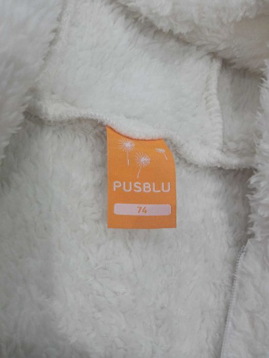 Pusblu ciepły pajacyk pluszowy biały r 74